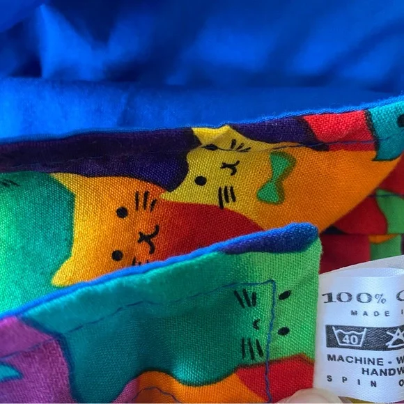Vintage 90s handmade 100% cotton colorful rainbow cat print girl’s dress jumper - Picture 13 of 15